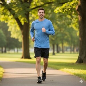 Adidas Men's Long Sleeve Athletic TShirt Blue Heathered Climalite - Size L‎